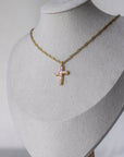 Pink Opal Cross Necklace✨