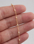 Beige Enamel PaperClip Chain
