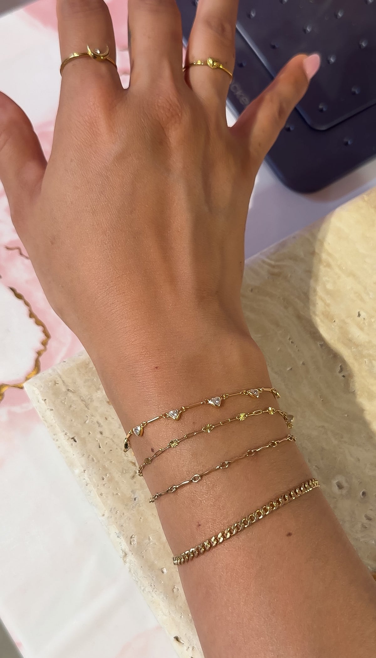 CZ Bezel Heart Chain