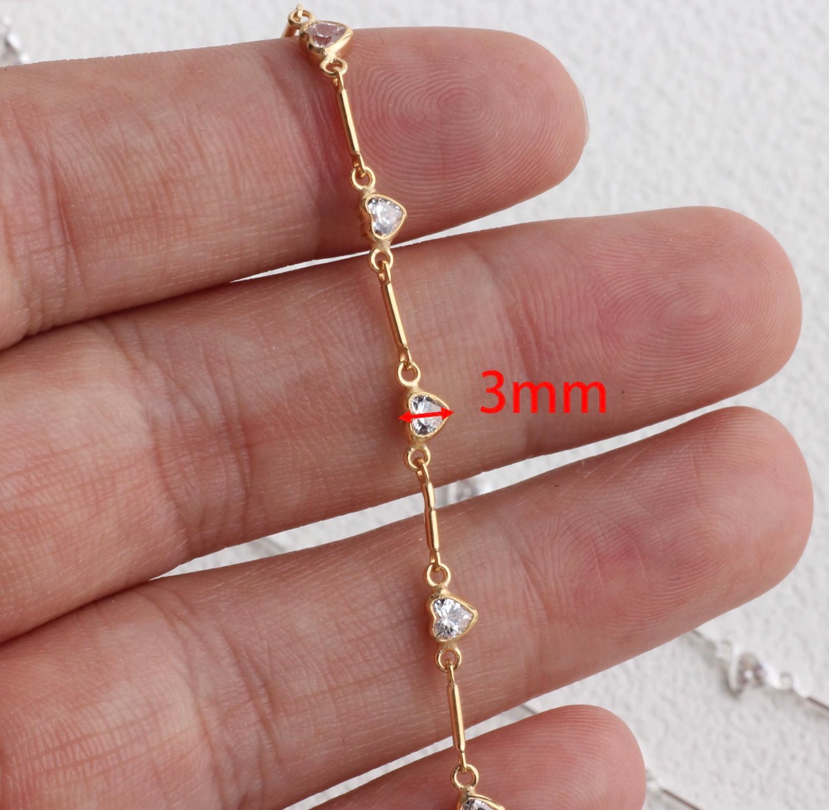 CZ Bezel Heart Chain